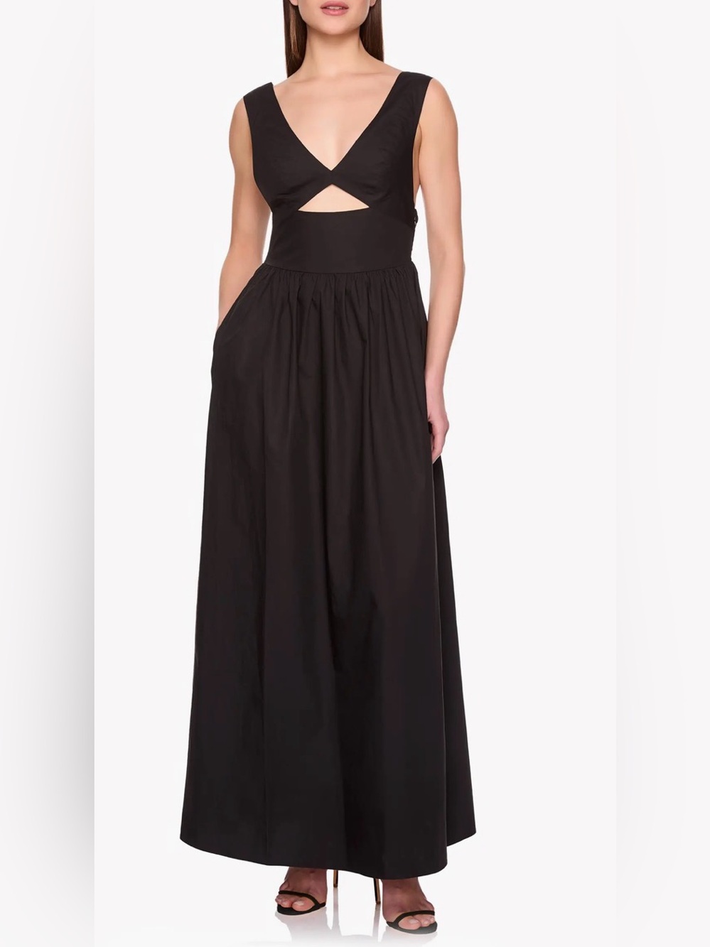 Susana Monaco Cutout Detail Cotton Poplin Maxi Dress